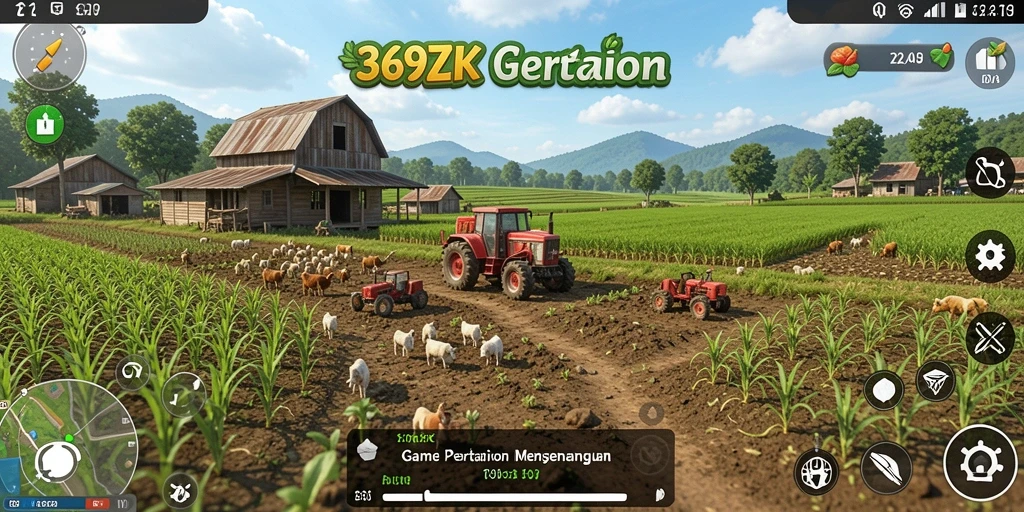 Gameplay <strong>369ZK</strong> yang menampilkan pertanian yang seru dan interaktif.
