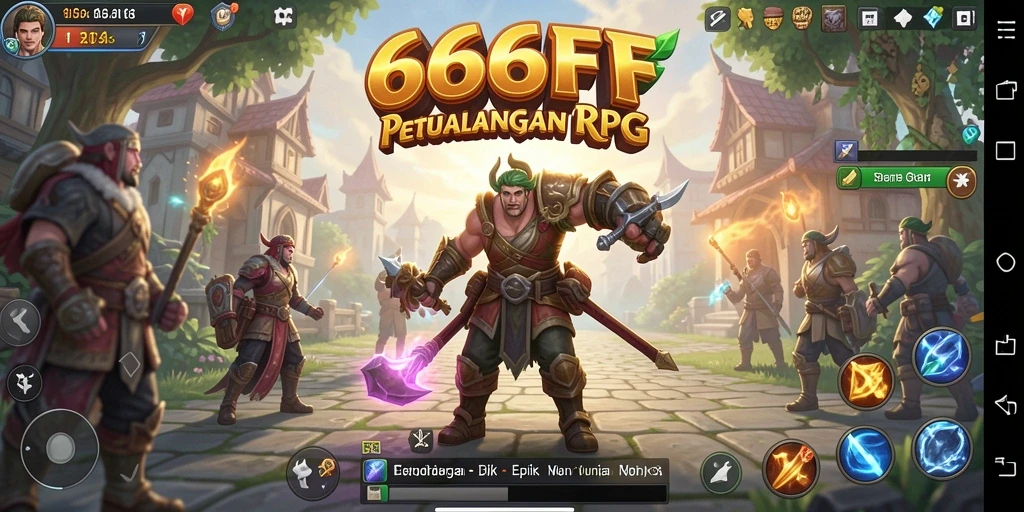 Screenshot gameplay 666FF menampilkan pertarungan epik dan eksplorasi dunia.