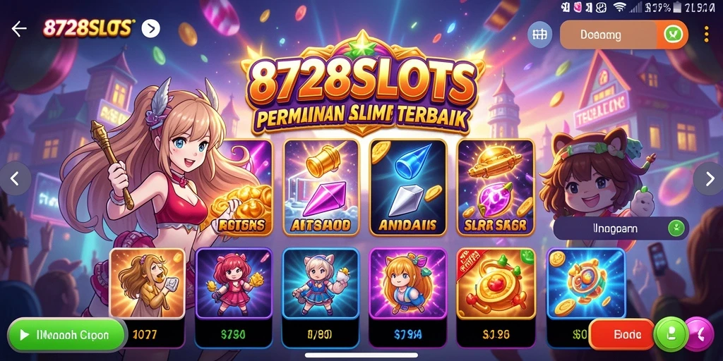 Tampilan gameplay yang penuh warna dalam 8728SLOTS