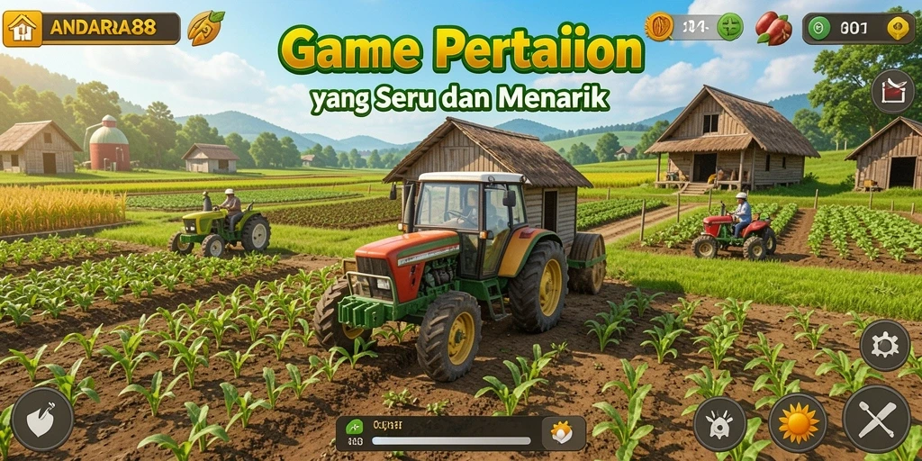 Tangkapan layar utama ANDARA88 menampilkan gameplay bertani yang menyenangkan.