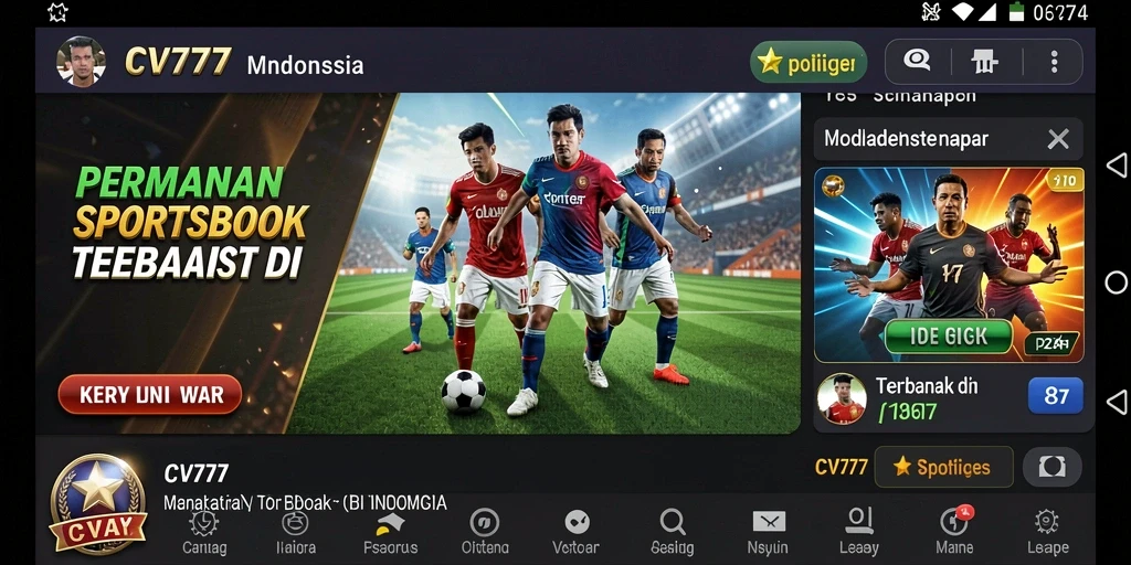 Tangkapan layar gameplay <strong>CV777</strong> yang menampilkan taruhan olahraga langsung.