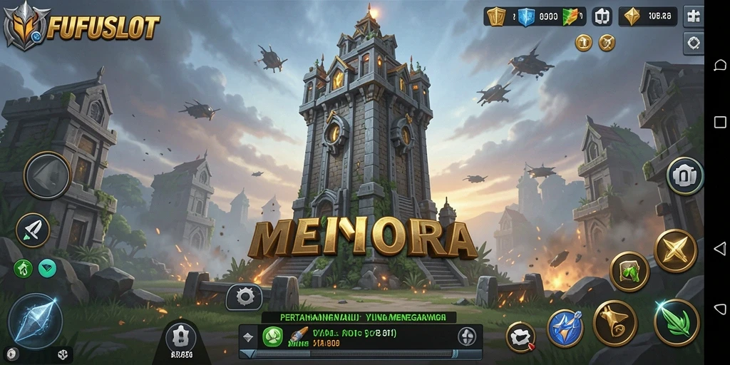 Screenshot FUFUSLOT menampilkan aksi seru permainan Tower Defense.