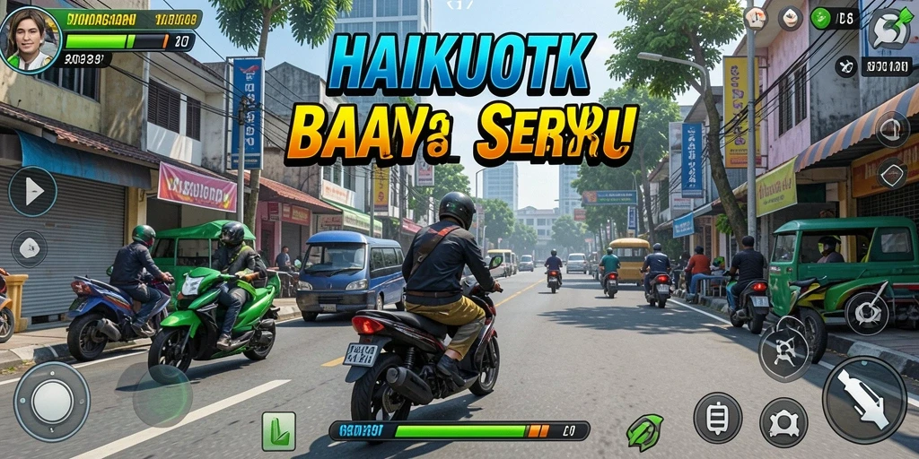 Screenshot HAIKUOTK menampilkan balapan seru dengan mobil yang melaju kencang.