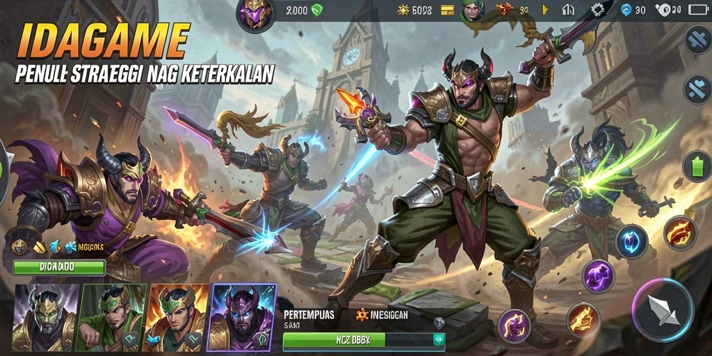 Tampilan gameplay seru di IDAGAME dengan aksi MOBA yang mendebarkan.
