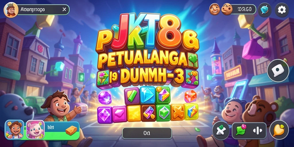 Gambar gameplay JKT8 menampilkan aksi mencocokkan yang seru.