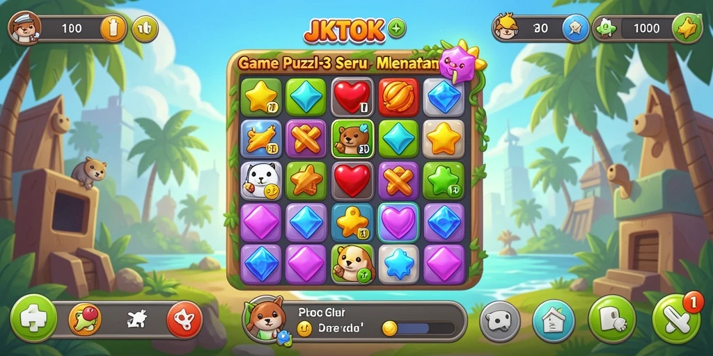 Tampilan menarik dari gameplay JKTOK dengan elemen match-3 yang seru.