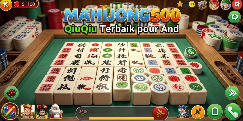 Screenshot utama MAHJONG500 menampilkan gameplay QiuQiu yang seru.
