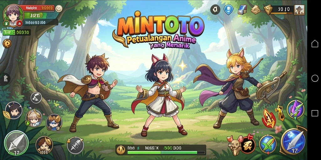 Tampilan gameplay MINTOTO yang memikat dengan karakter anime ikonik.