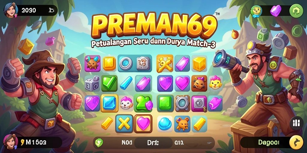 Tampilan screenshot <strong>PREMAN69</strong> menampilkan aksi gameplay Match-3 yang mendebarkan.