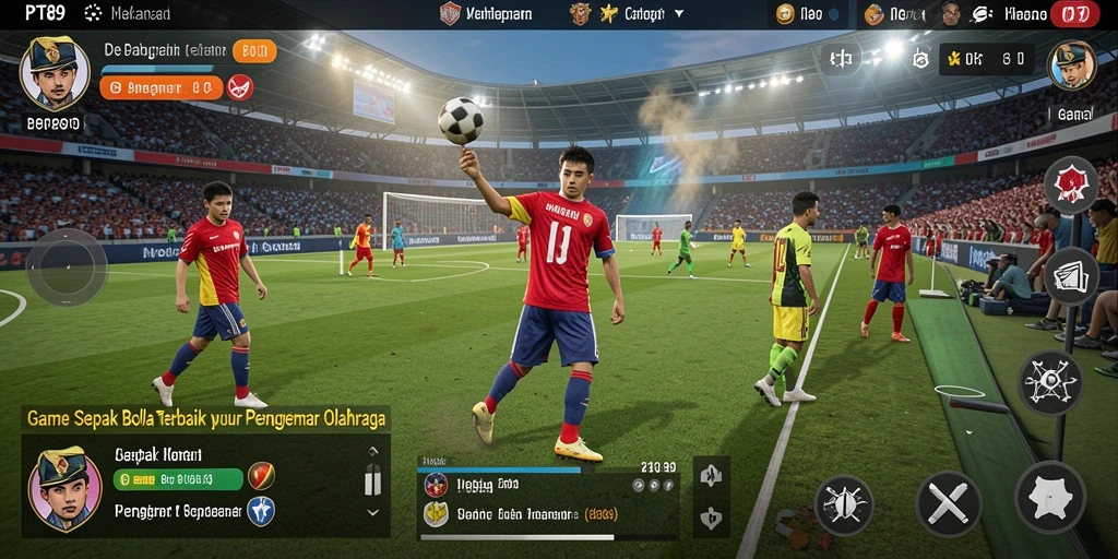 Tampilan gameplay PT89 yang seru dan mendebarkan saat bertanding sepak bola.