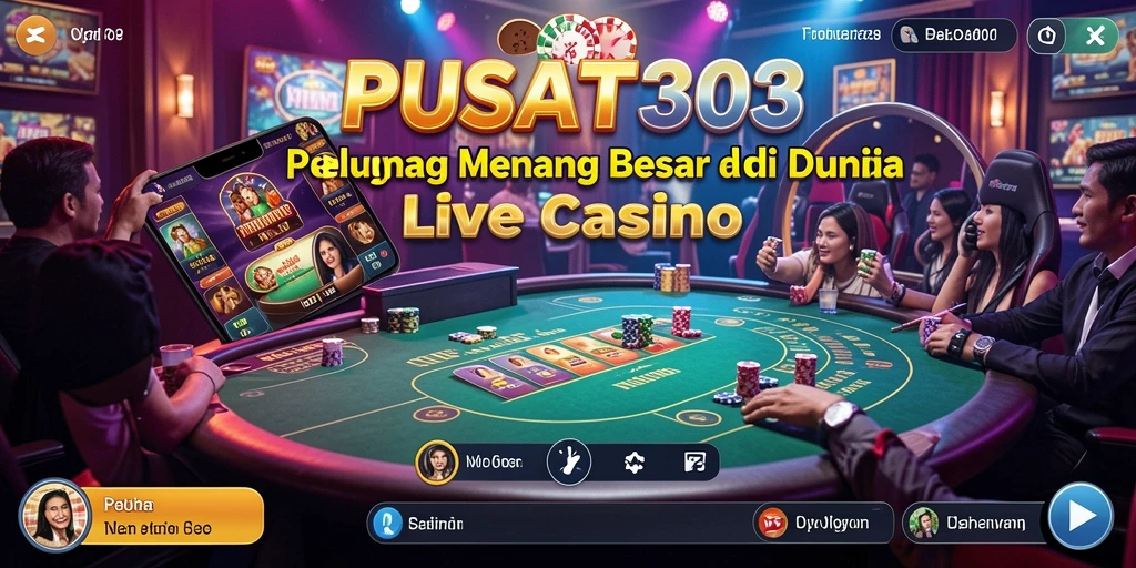 Screenshot PUSAT303 menunjukkan dealer yang profesional dalam permainan Live Casino.