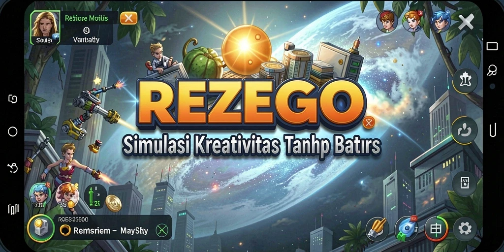 Tampilan gameplay <strong>REZEGO</strong> yang menakjubkan dan menampilkan dunia yang kamu bangun.