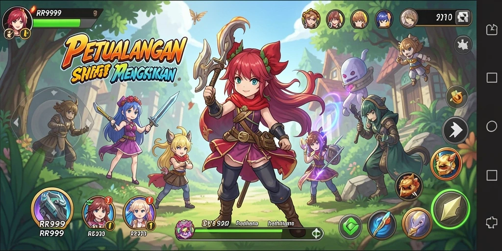 Screenshot gameplay RR999 yang menunjukkan pertarungan seru di dunia Anime.