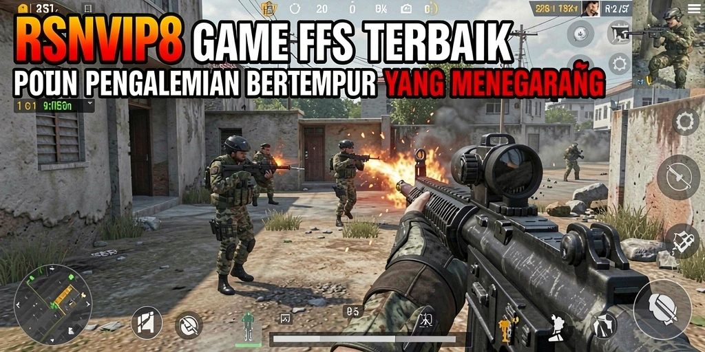 Screenshot gameplay RSNVIP8 menampilkan aksi menegangkan di medan perang.
