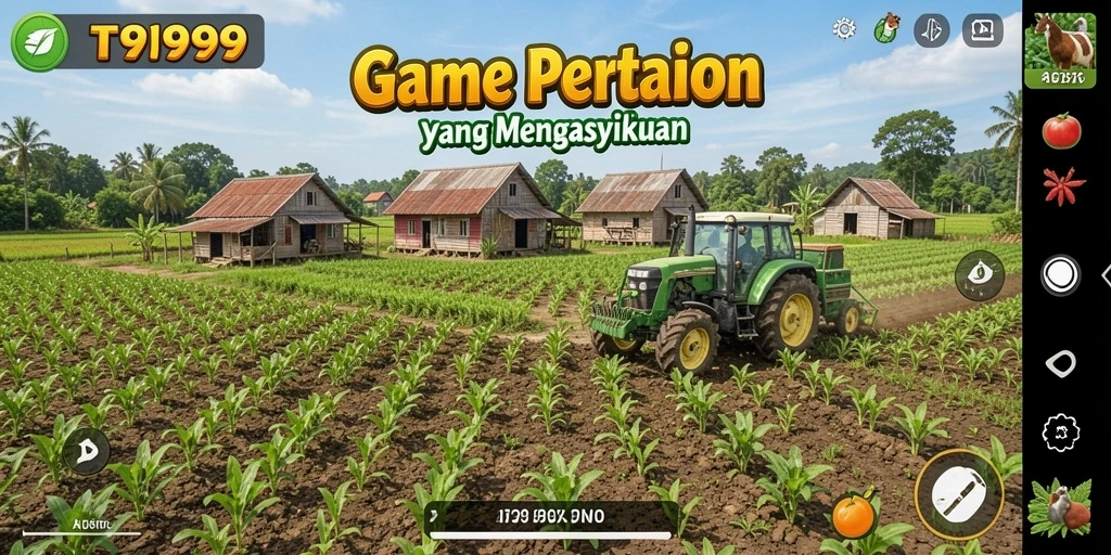 Screenshot menunjukkan gameplay seru di pertanian yang dinamis.
