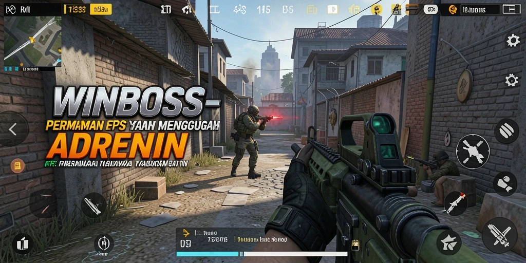 Tampilan mendebarkan dalam gameplay WINBOSS dengan aksi FPS yang intens.